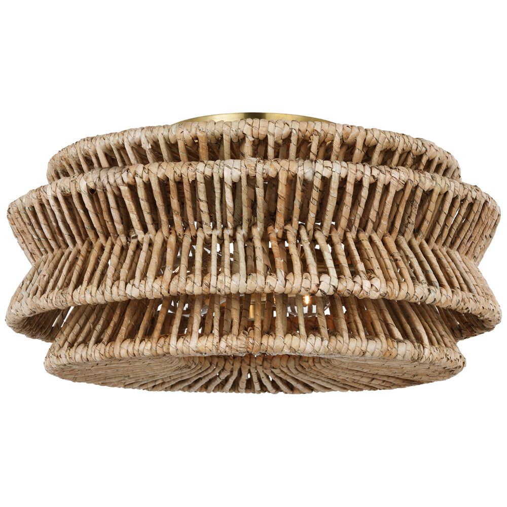 Visual Comfort Signature Canada - LED Semi-Flush Mount - Antigua - Antique-Burnished Brass and Natural Abaca- Union Lighting Luminaires Decor