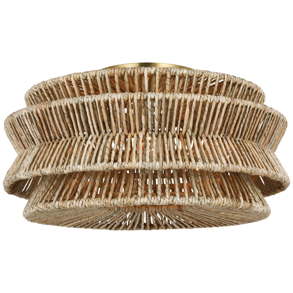 Visual Comfort Signature Canada - LED Semi-Flush Mount - Antigua - Antique-Burnished Brass and Natural Abaca- Union Lighting Luminaires Decor