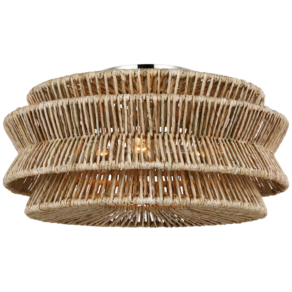 Visual Comfort Signature Canada - LED Semi-Flush Mount - Antigua - Polished Nickel and Natural Abaca- Union Lighting Luminaires Decor