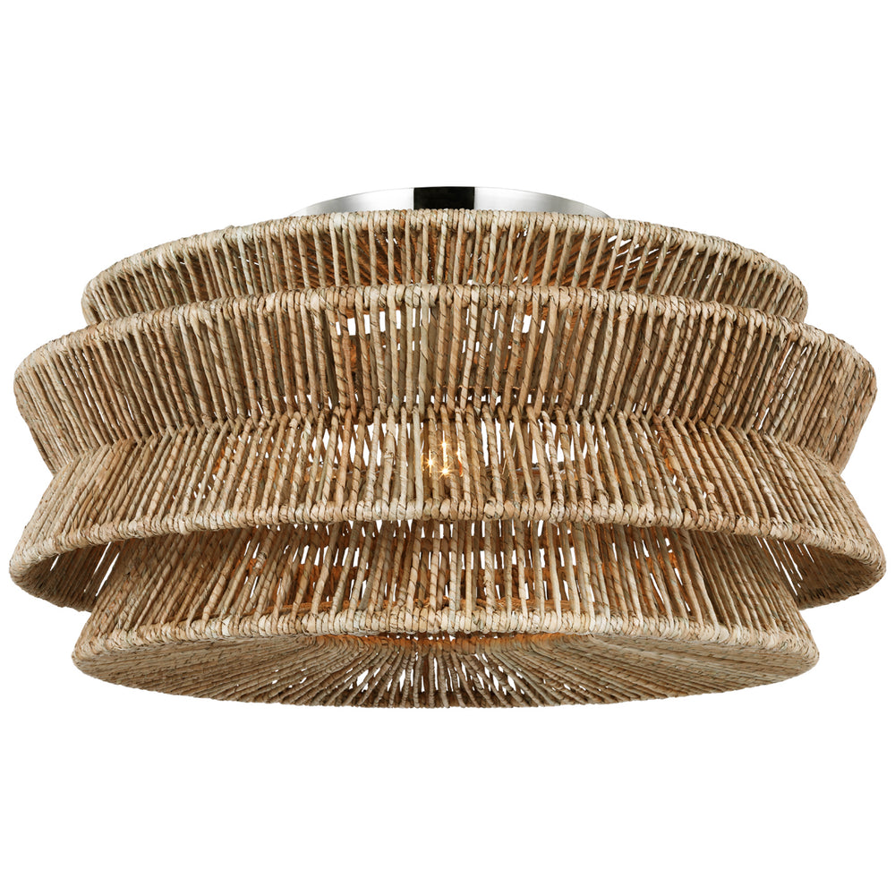 Visual Comfort Signature Canada - LED Semi-Flush Mount - Antigua - Polished Nickel and Natural Abaca- Union Lighting Luminaires Decor