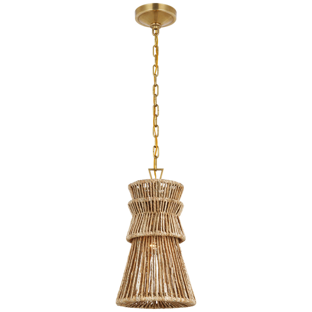 Visual Comfort Signature Canada - LED Pendant - Antigua - Antique-Burnished Brass and Natural Abaca- Union Lighting Luminaires Decor