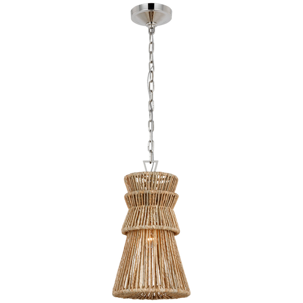 Visual Comfort Signature Canada - LED Pendant - Antigua - Polished Nickel and Natural Abaca- Union Lighting Luminaires Decor