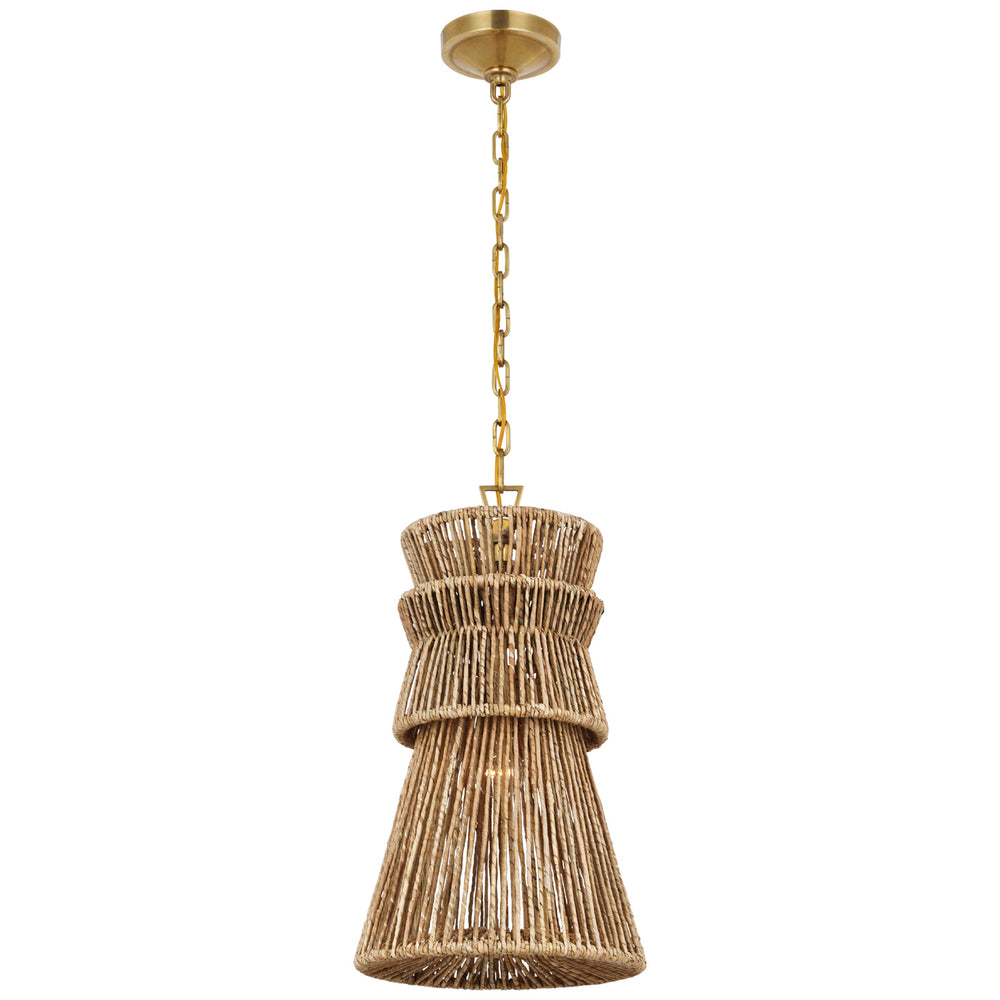 Visual Comfort Signature Canada - LED Pendant - Antigua - Antique-Burnished Brass and Natural Abaca- Union Lighting Luminaires Decor