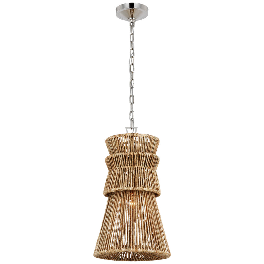 Visual Comfort Signature Canada - LED Pendant - Antigua - Polished Nickel and Natural Abaca- Union Lighting Luminaires Decor