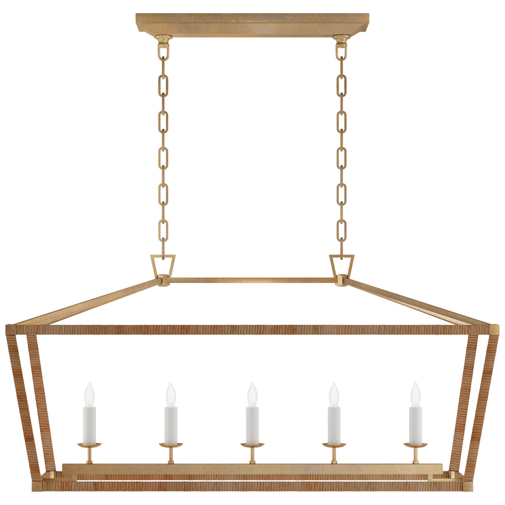 Visual Comfort Signature Canada - LED Linear Pendant - Darlana Wrapped - Antique-Burnished Brass and Natural Rattan- Union Lighting Luminaires Decor