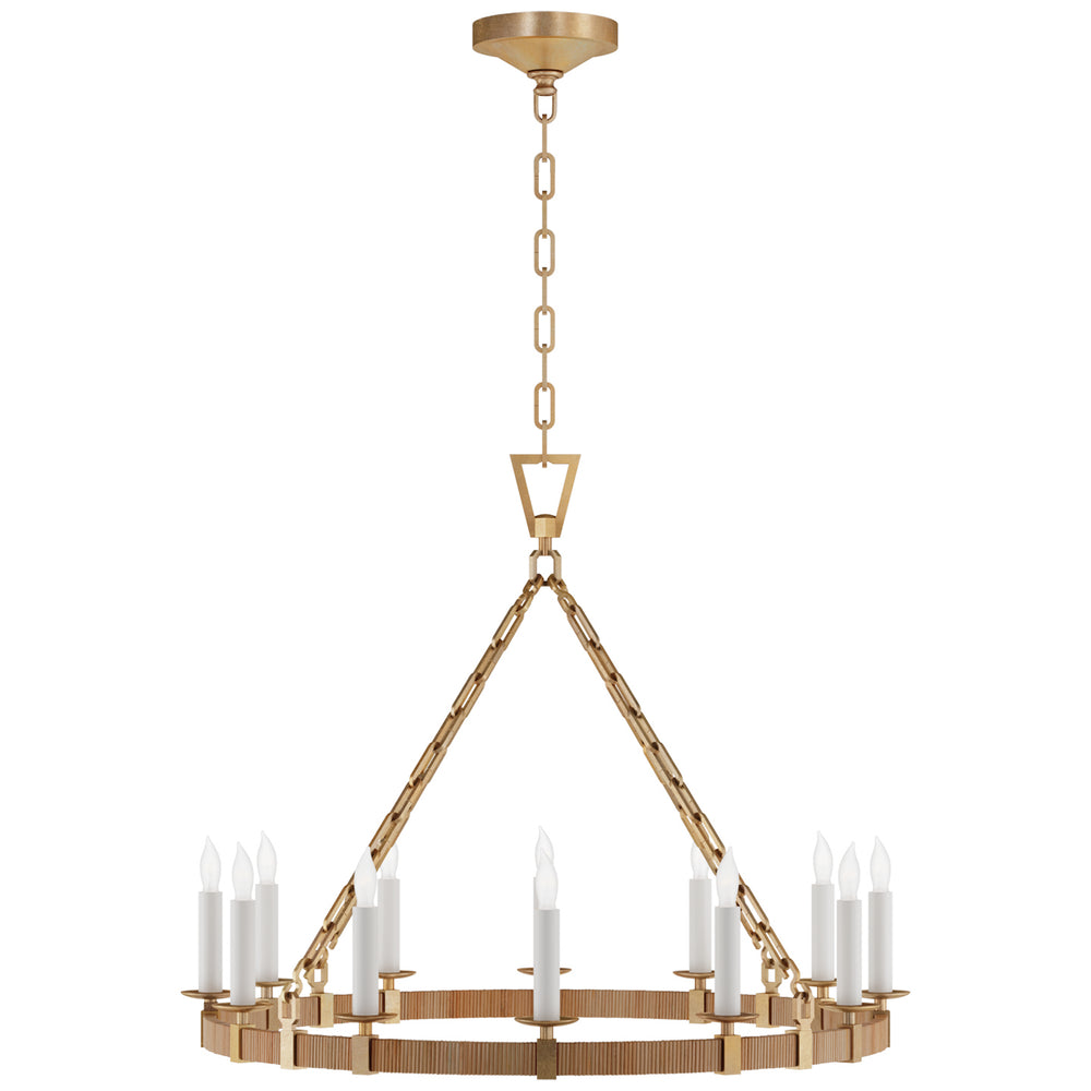 Visual Comfort Signature Canada - LED Chandelier - Darlana Wrapped - Antique-Burnished Brass and Natural Rattan- Union Lighting Luminaires Decor