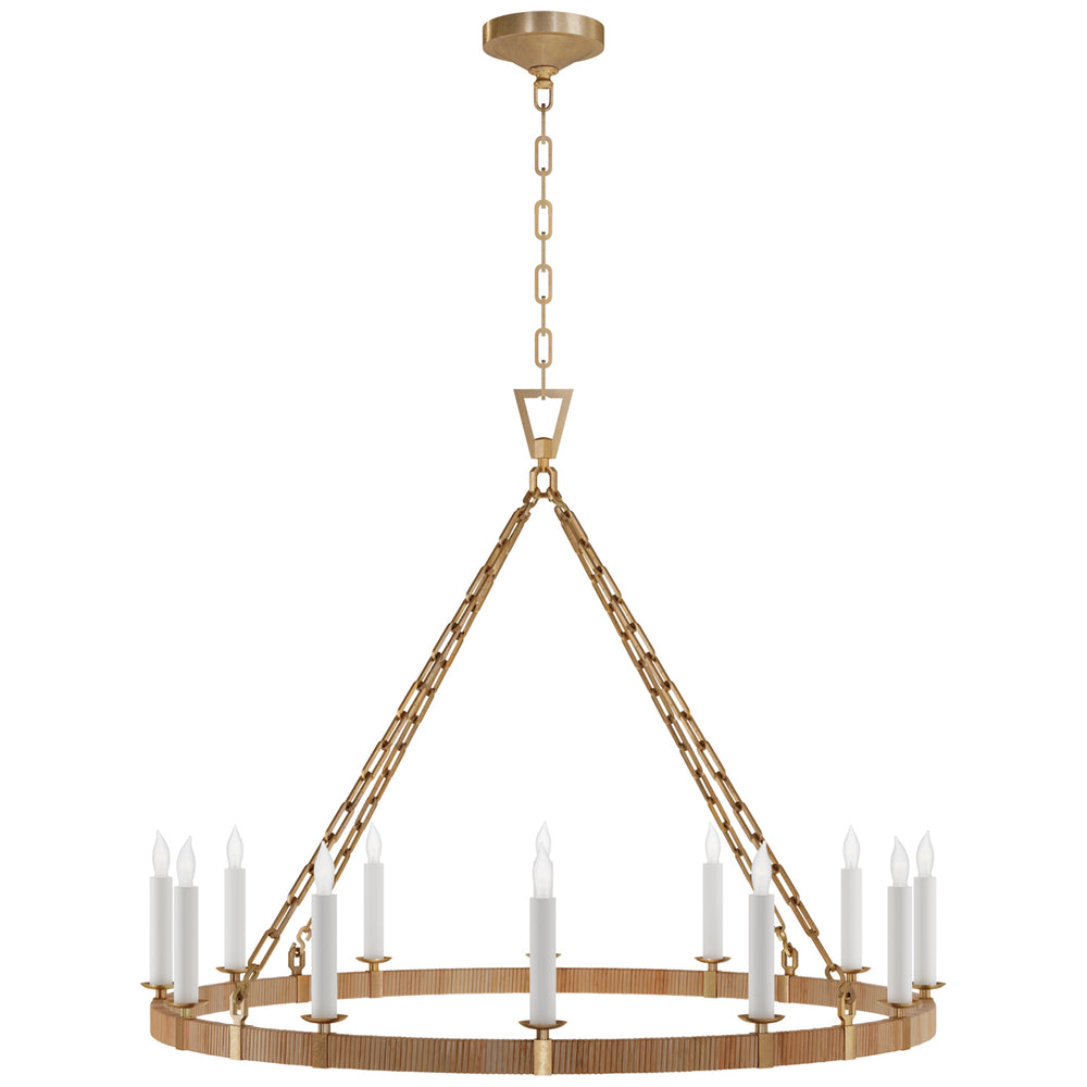 Visual Comfort Signature Canada - LED Chandelier - Darlana Wrapped - Antique-Burnished Brass and Natural Rattan- Union Lighting Luminaires Decor