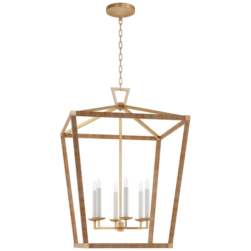 Visual Comfort Signature Canada - LED Lantern - Darlana Wrapped - Antique-Burnished Brass and Natural Rattan- Union Lighting Luminaires Decor