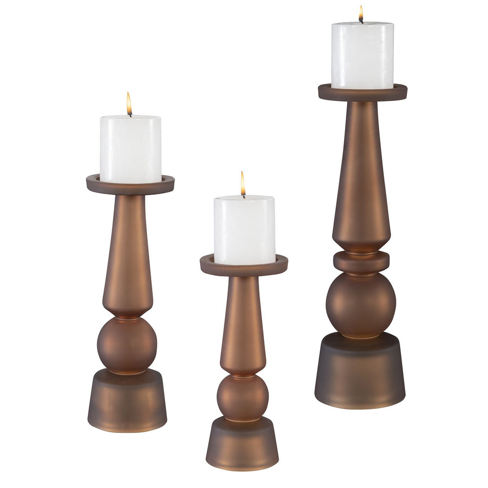 Uttermost - Candleholders, S/3 - Cassiopeia - Matte Butter Rum Glass- Union Lighting Luminaires Decor
