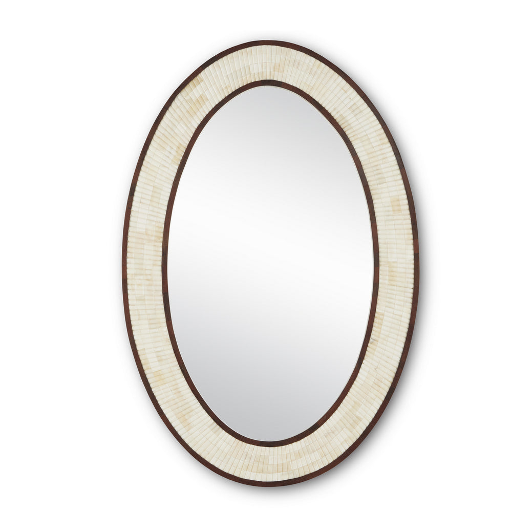 Currey and Company - Mirror - Andar Oval Mirror - Natural/Dark Walnut/Mirror- Union Lighting Luminaires Decor