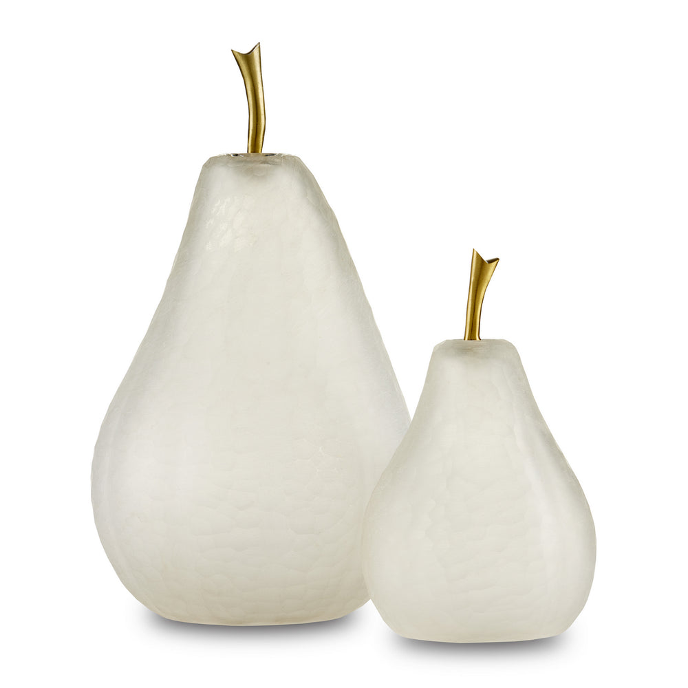 Currey and Company - Pear Set of 2 - Glass Pear - Matte Frost/Brass- Union Lighting Luminaires Decor
