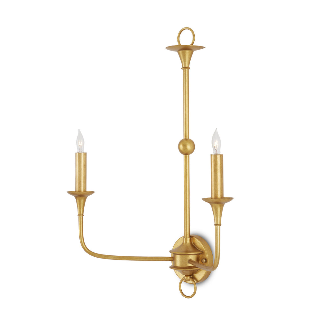 Currey and Company - Two Light Wall Sconce - Nottaway Collection - Contemporary Gold Leaf- Union Lighting Luminaires Decor