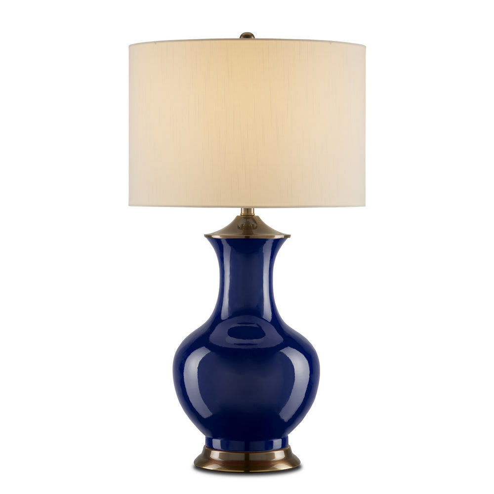 Currey and Company - One Light Table Lamp - Lilou Collection - Blue/Antique Brass- Union Lighting Luminaires Decor