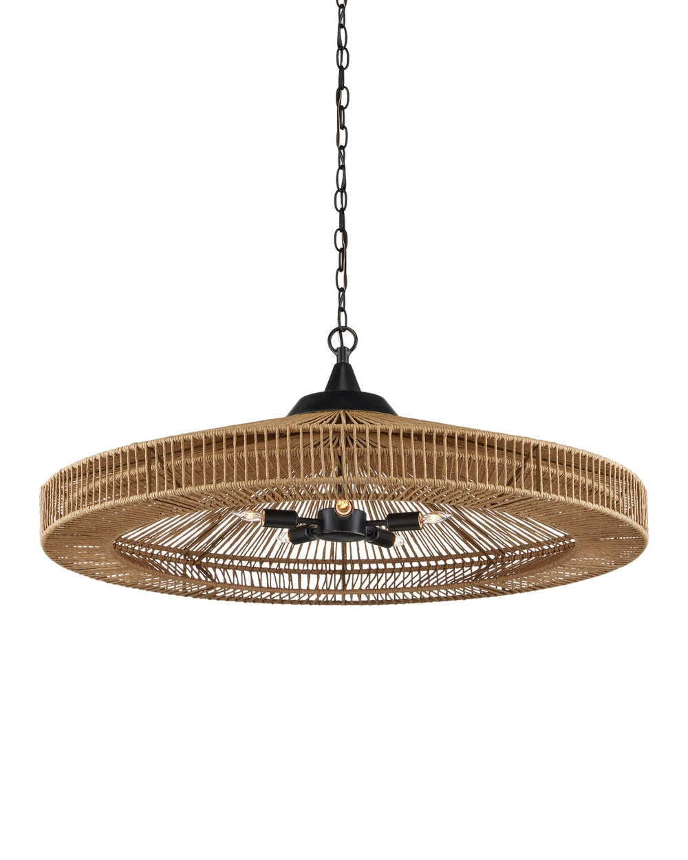 Currey and Company - Five Light Chandelier - Maldives - Natural/Satin Black- Union Lighting Luminaires Decor