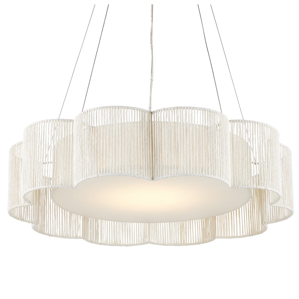Currey and Company - LED Chandelier - Ancroft White Chandelier - White/Contemporary Silver Leaf- Union Lighting Luminaires Decor