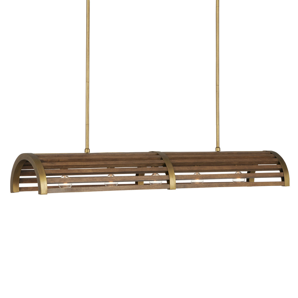 Currey and Company - Five Light Chandelier - Woodbine - Chestnut/Brass- Union Lighting Luminaires Decor