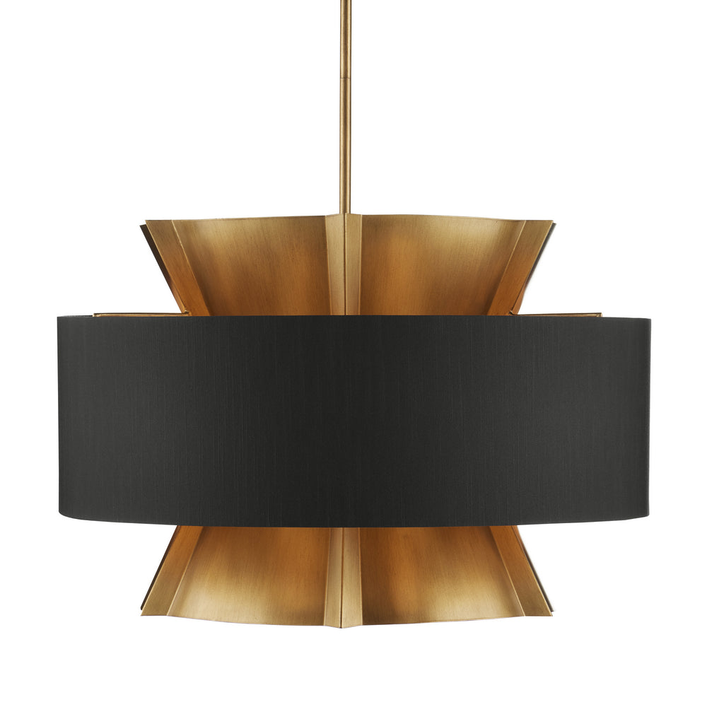 Currey and Company - Six Light Chandelier - Oxenwood Brass & Black Chandelier - Brass/Black- Union Lighting Luminaires Decor