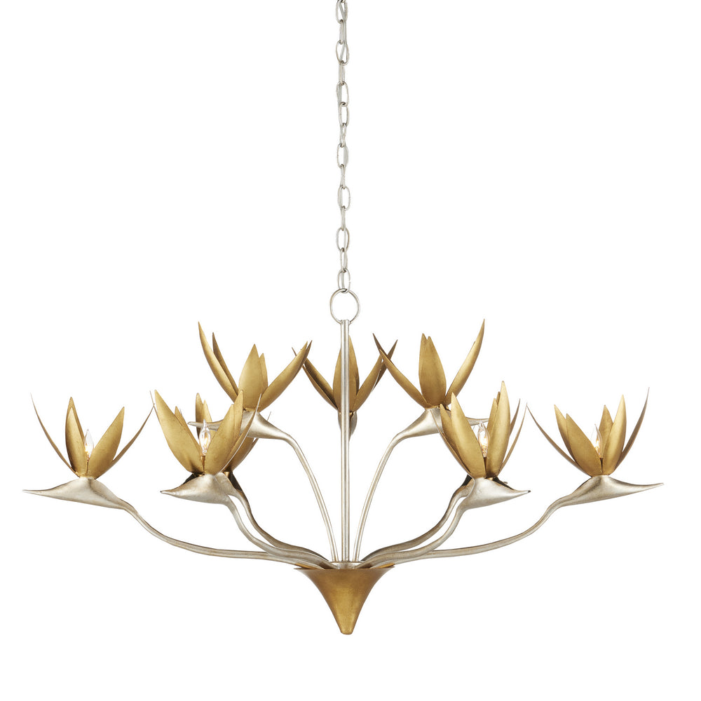 Currey and Company - Nine Light Chandelier - Paradiso Collection - Contemporary Silver Leaf/Contemporary Gold Leaf/ Contemporary Gold- Union Lighting Luminaires Decor