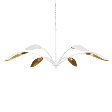 Currey and Company - Six Light Chandelier - Yuriko - Gesso White/Contemporary Gold Leaf- Union Lighting Luminaires Decor