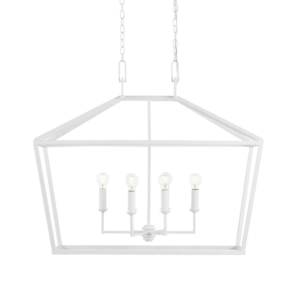 Currey and Company - Six Light Chandelier - Denison Collection - Gesso White- Union Lighting Luminaires Decor