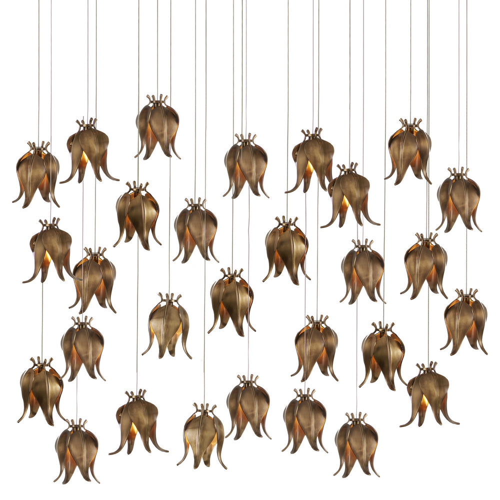 Currey and Company - 30 Light Pendant - Iota - Antique Brass/Silver- Union Lighting Luminaires Decor
