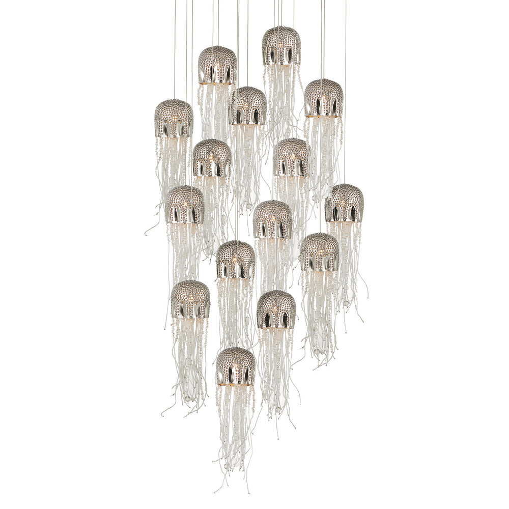Currey and Company - 15 Light Pendant - Medusa - Nickel/Clear/Silver- Union Lighting Luminaires Decor