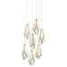 Currey and Company - Seven Light Pendant - Glace Collection - White/Antique Brass- Union Lighting Luminaires Decor