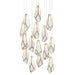 Currey and Company - 15 Light Pendant - Glace Collection - White/Antique Brass- Union Lighting Luminaires Decor