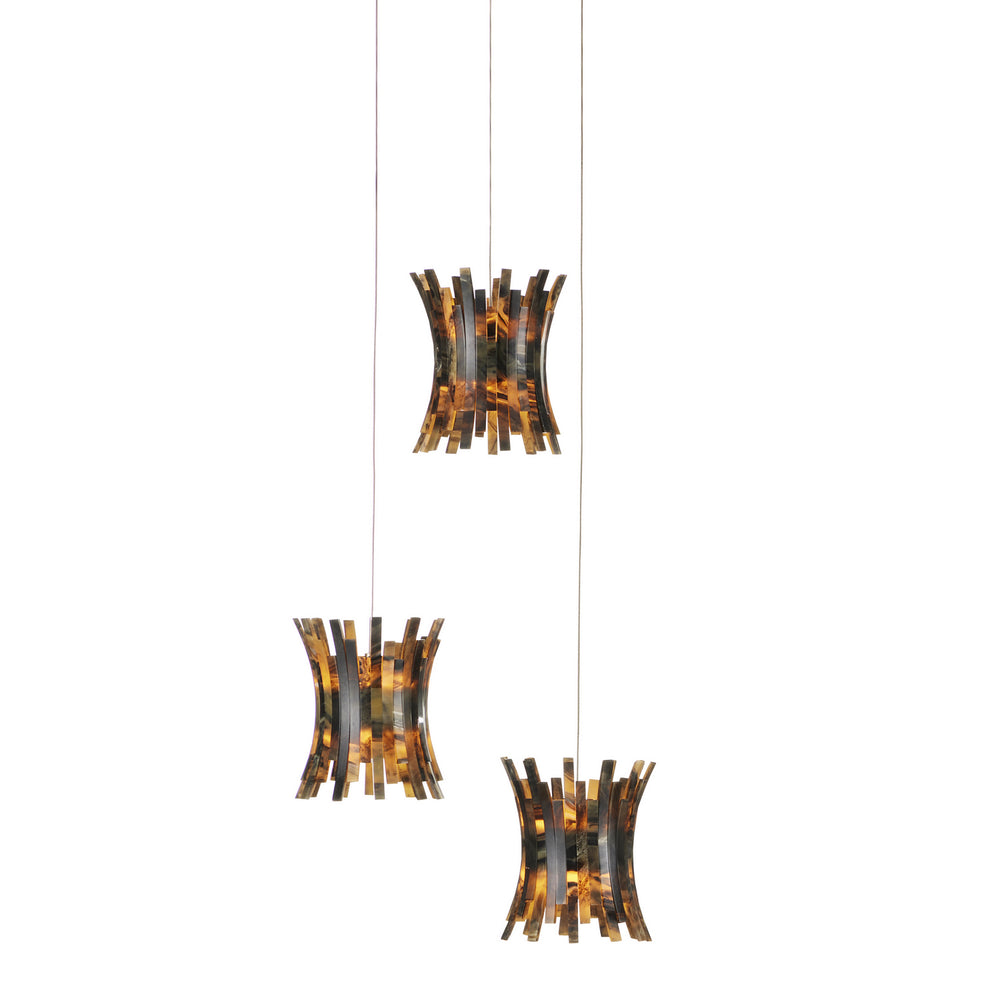 Currey and Company - Three Light Pendant - Brown/Black/Natural- Union Lighting Luminaires Decor