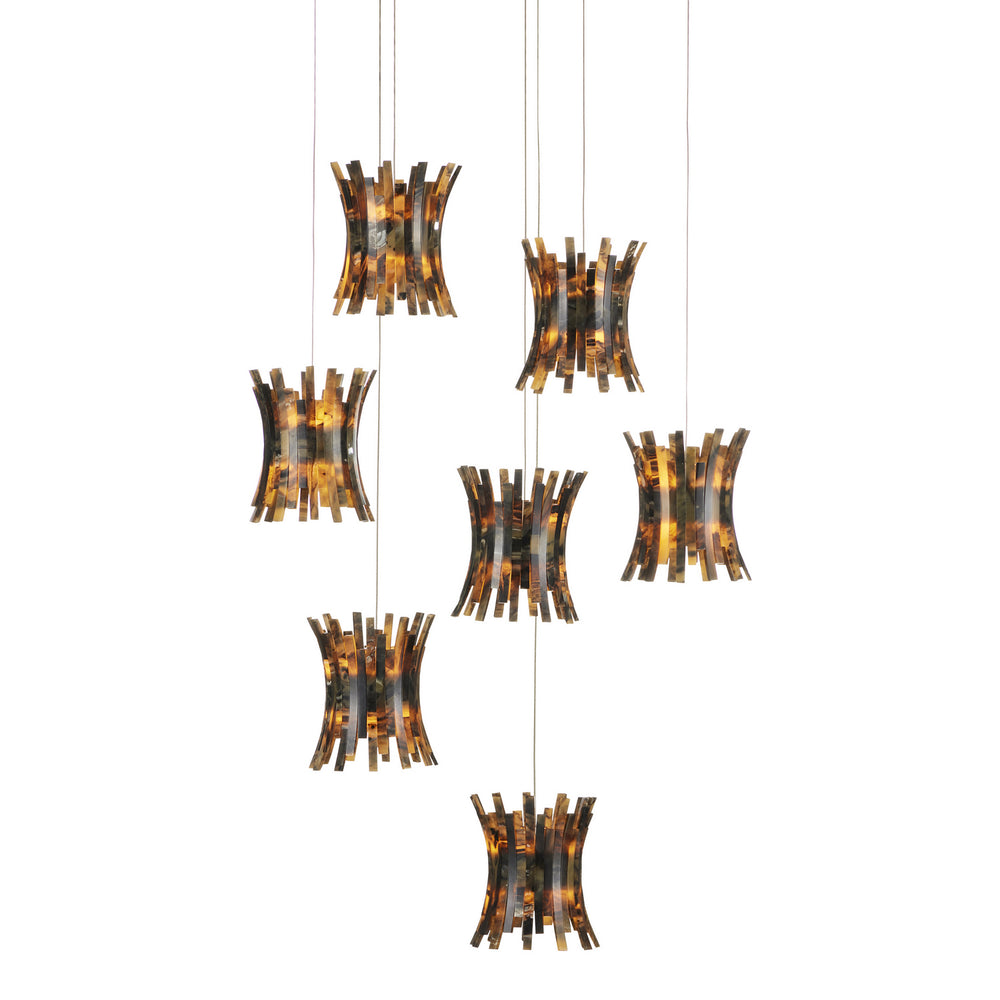 Currey and Company - Seven Light Pendant - Alsop - Brown/Black/Natural/Silver- Union Lighting Luminaires Decor