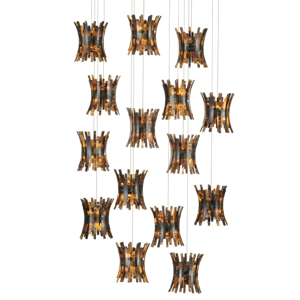 Currey and Company - 15 Light Pendant - Alsop - Brown/Black/Natural/Silver- Union Lighting Luminaires Decor