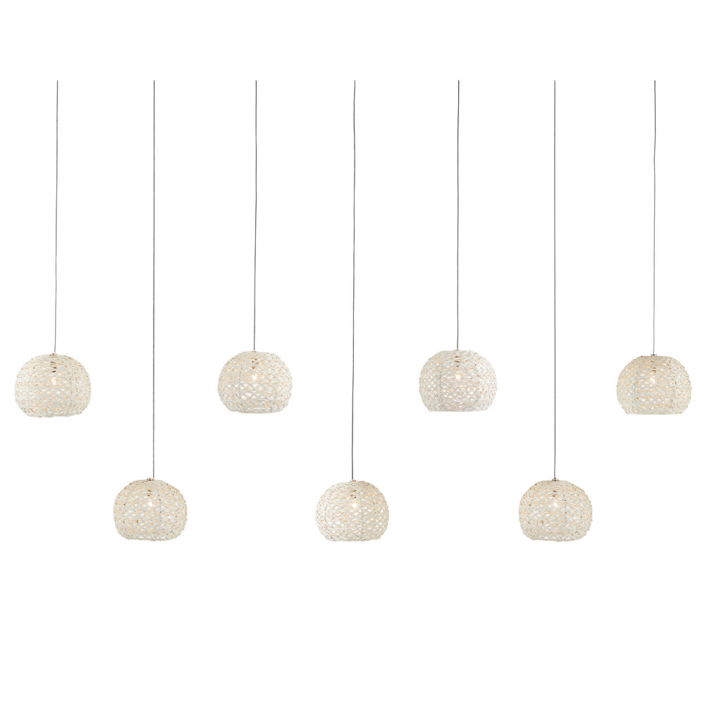 Currey and Company - Seven Light Pendant - Piero - Sugar White/Silver- Union Lighting Luminaires Decor