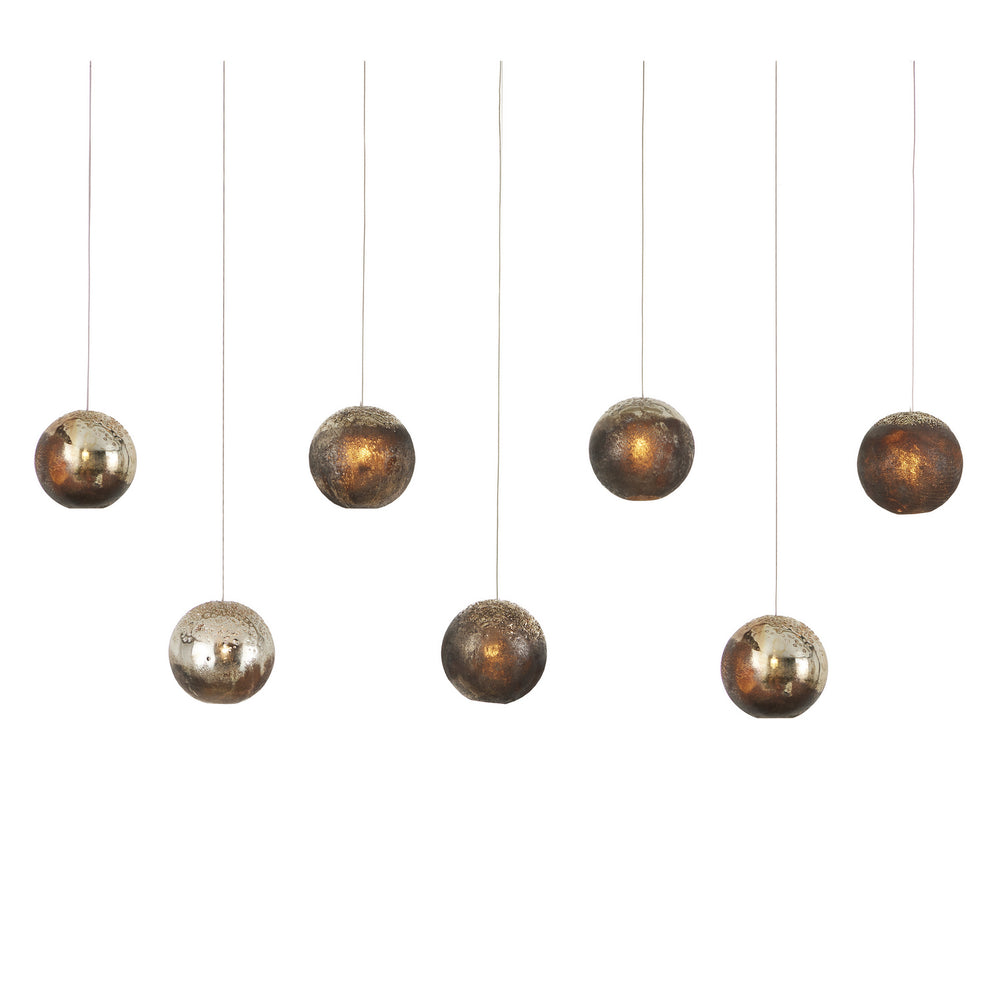 Currey and Company - Seven Light Pendant - Pathos - Charcoal/Antique Silver/Antique Gold/Silver- Union Lighting Luminaires Decor