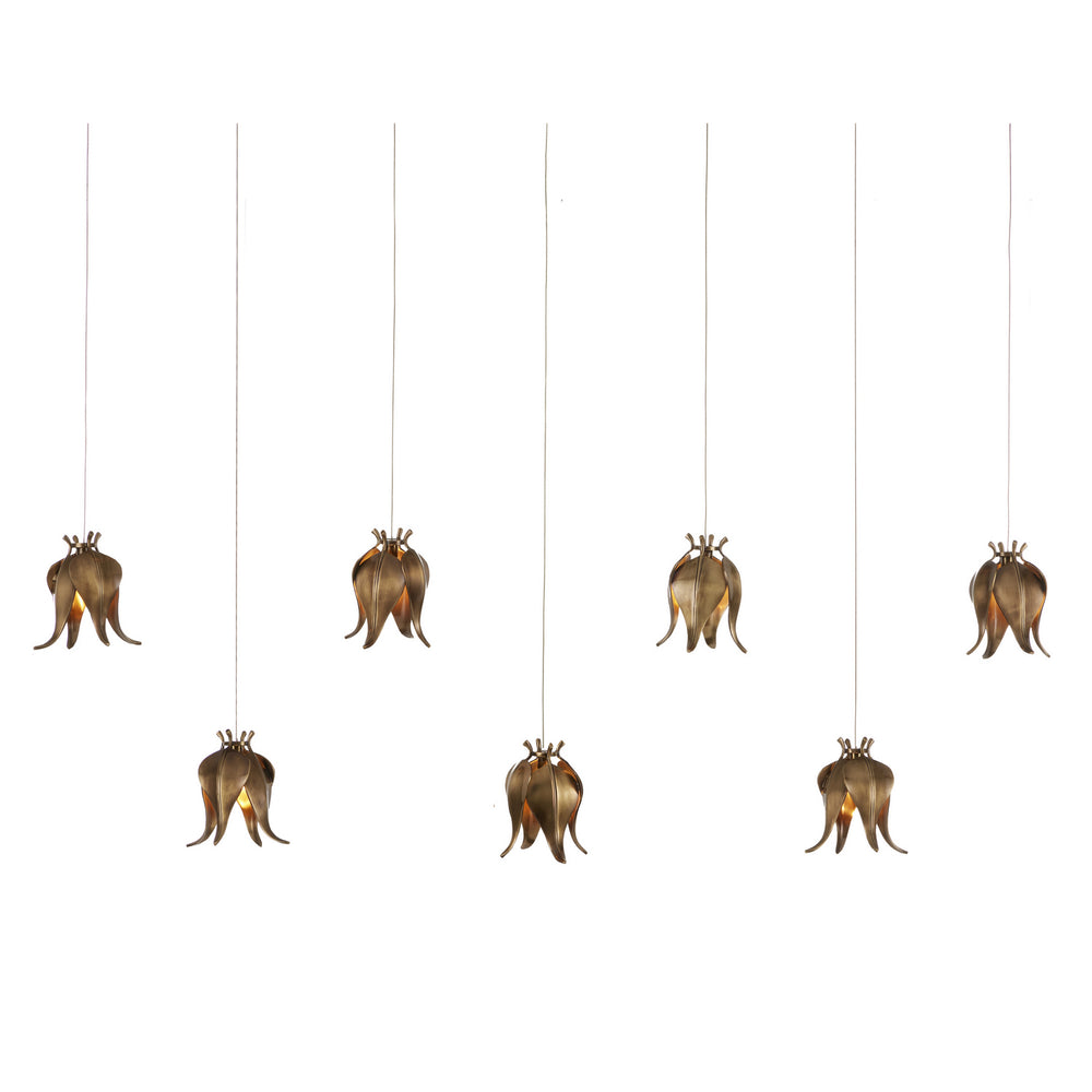 Currey and Company - Seven Light Pendant - Iota - Antique Brass/Silver- Union Lighting Luminaires Decor