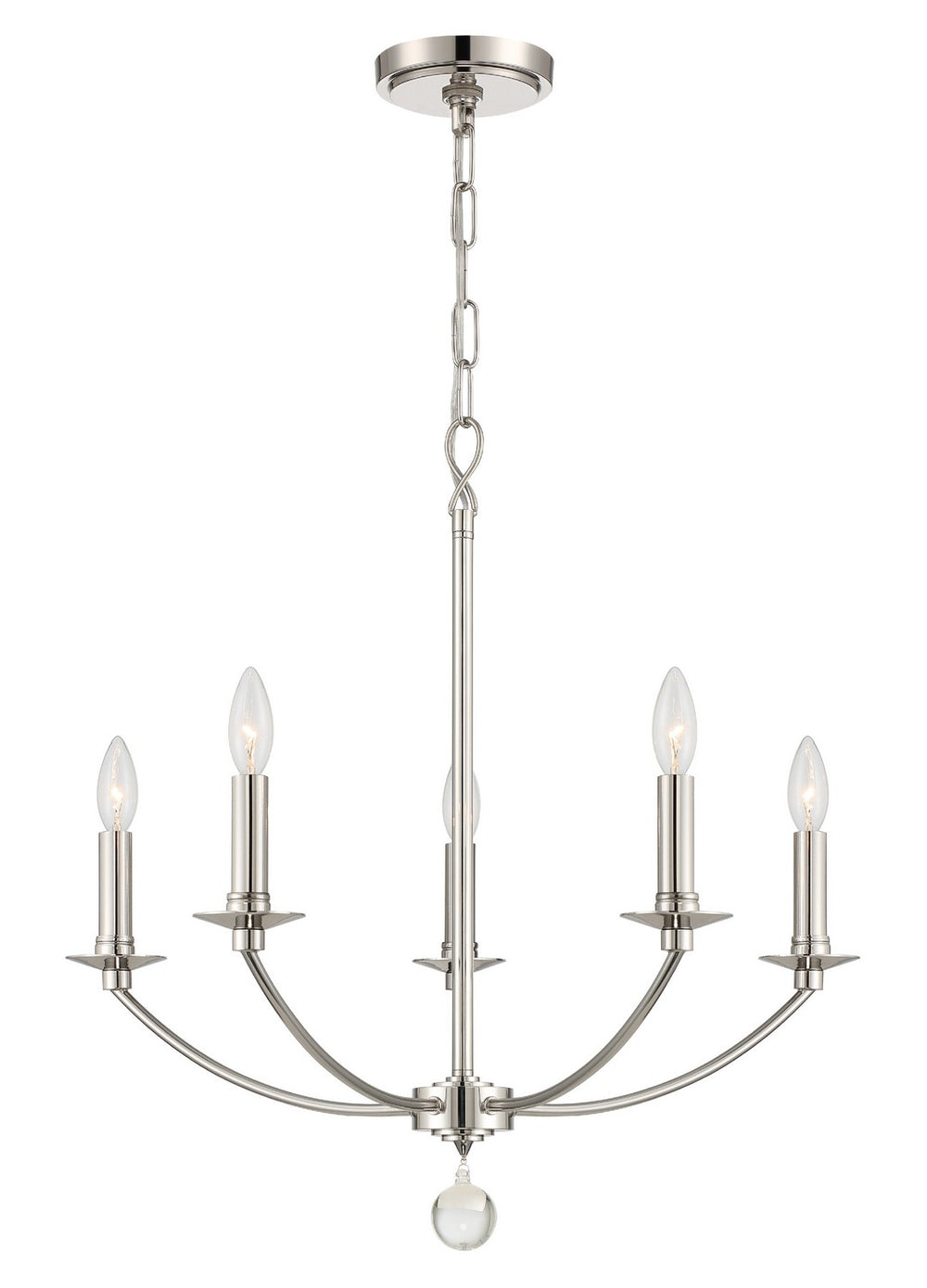 Crystorama - Five Light Chandelier - Mila - Polished Nickel- Union Lighting Luminaires Decor