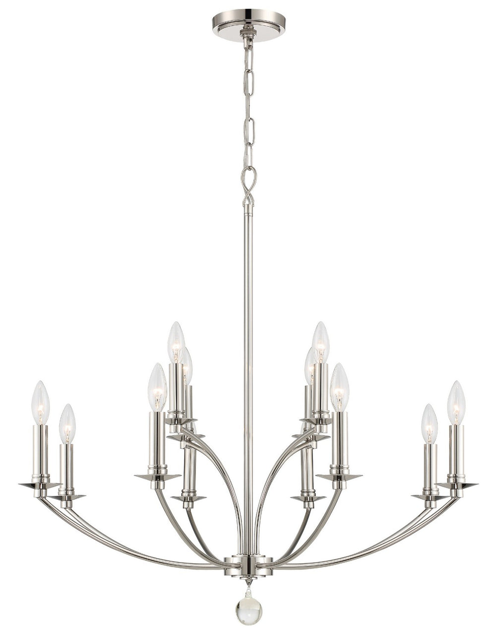 Crystorama - 12 Light Chandelier - Mila - Polished Nickel- Union Lighting Luminaires Decor