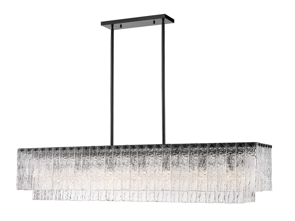 Z-Lite Canada - Seven Light Linear Chandelier - Glacier - Matte Black- Union Lighting Luminaires Decor