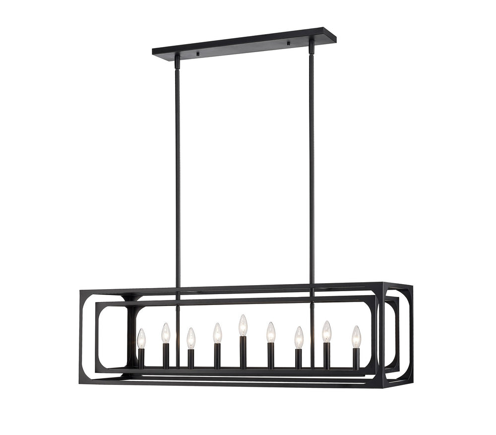 Z-Lite Canada - Nine Light Linear Chandelier - Easton - Matte Black- Union Lighting Luminaires Decor