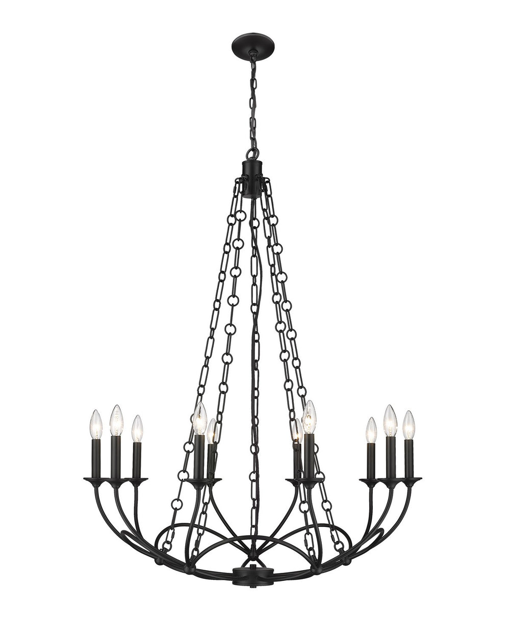 Z-Lite Canada - Ten Light Chandelier - Arabella - Matte Black- Union Lighting Luminaires Decor
