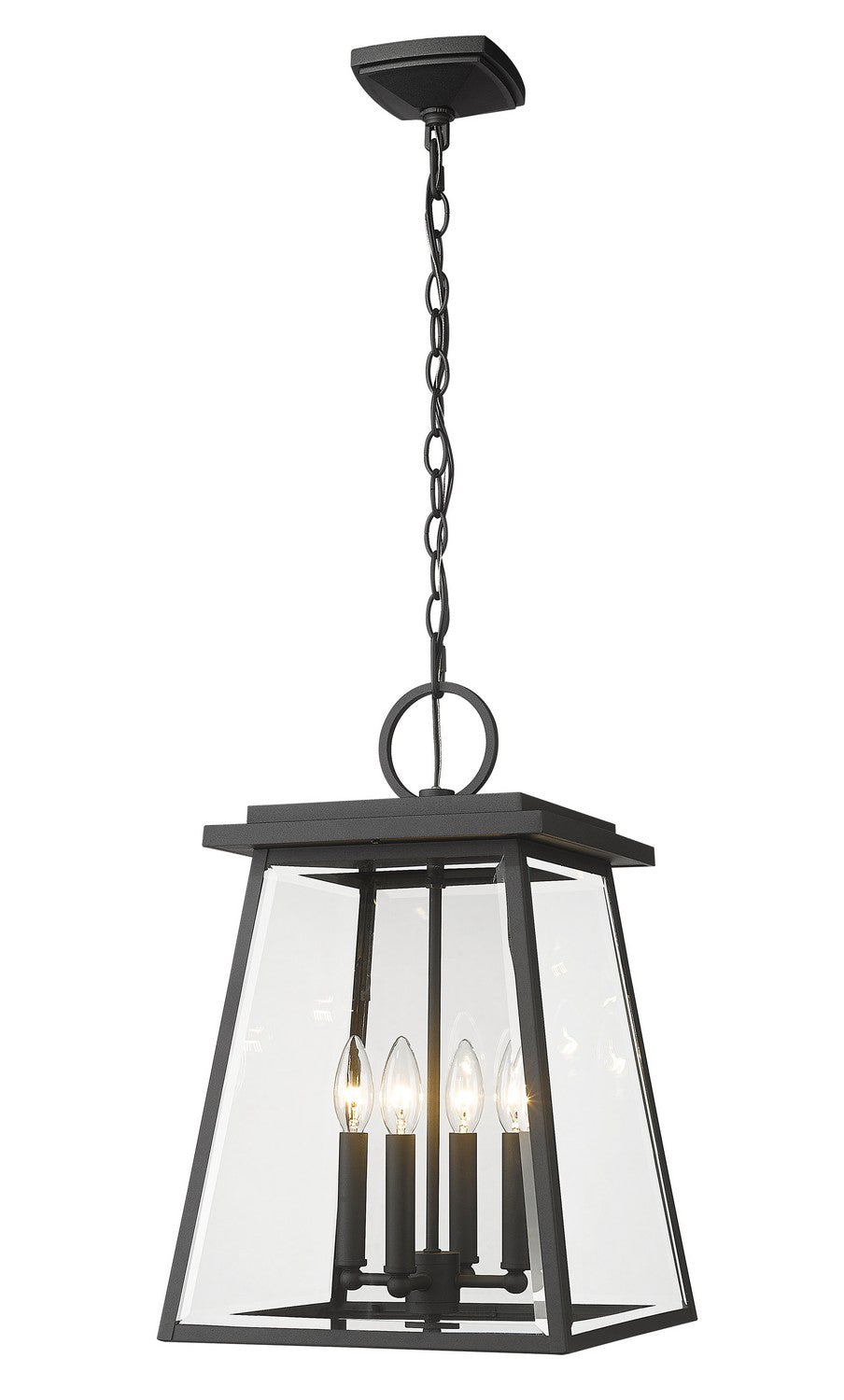Z-Lite Canada - Four Light Outdoor Chain Mount Ceiling Fixture - Broughton - Black- Union Lighting Luminaires Decor