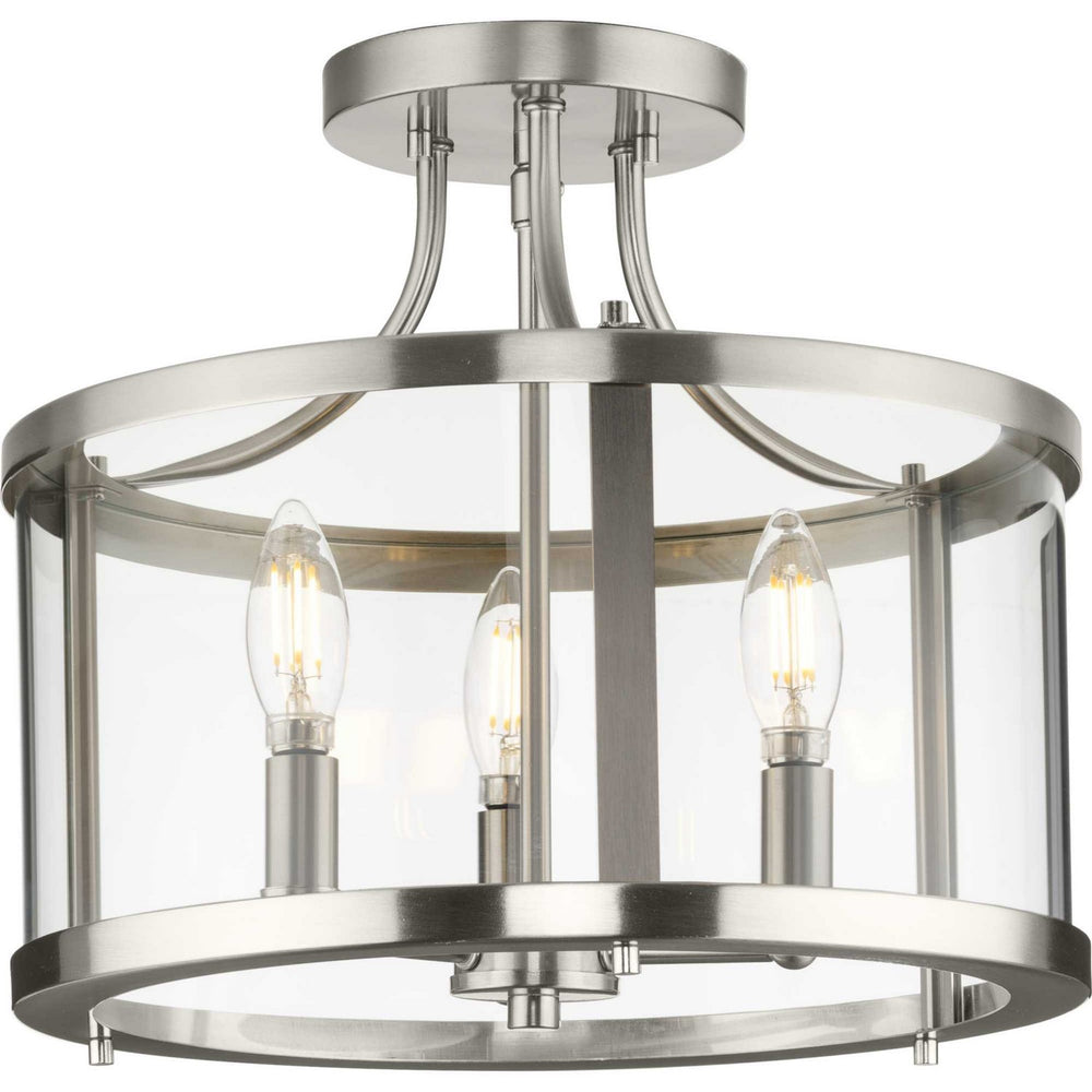 Progress Canada - Three Light Semi Flush Mount - Gilliam - Brushed Nickel- Union Lighting Luminaires Decor