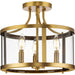 Progress Canada - Three Light Semi Flush Mount - Gilliam - Vintage Brass- Union Lighting Luminaires Decor