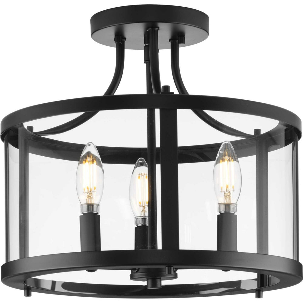 Progress Canada - Three Light Semi Flush Mount - Gilliam - Matte Black- Union Lighting Luminaires Decor