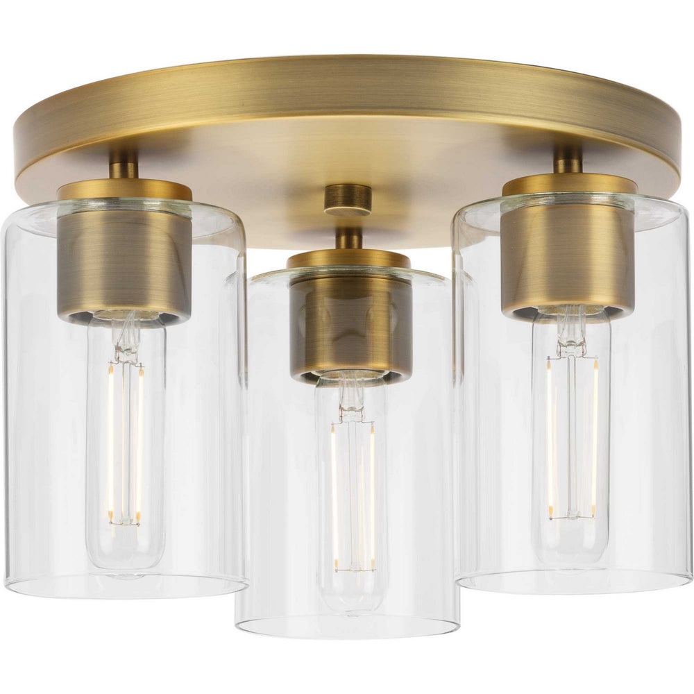 Progress Canada - Three Light Flush Mount - Cofield - Vintage Brass- Union Lighting Luminaires Decor