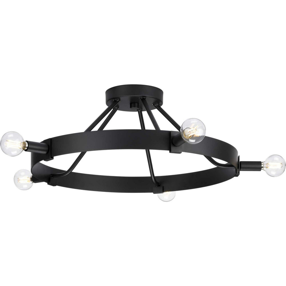 Progress Canada - Five Light Semi Flush Mount - Breckenridge - Matte Black- Union Lighting Luminaires Decor