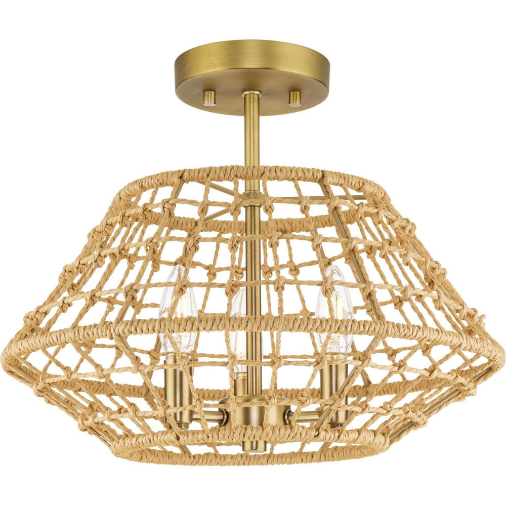 Progress Canada - Three Light Flush Mount - Laila - Vintage Brass- Union Lighting Luminaires Decor