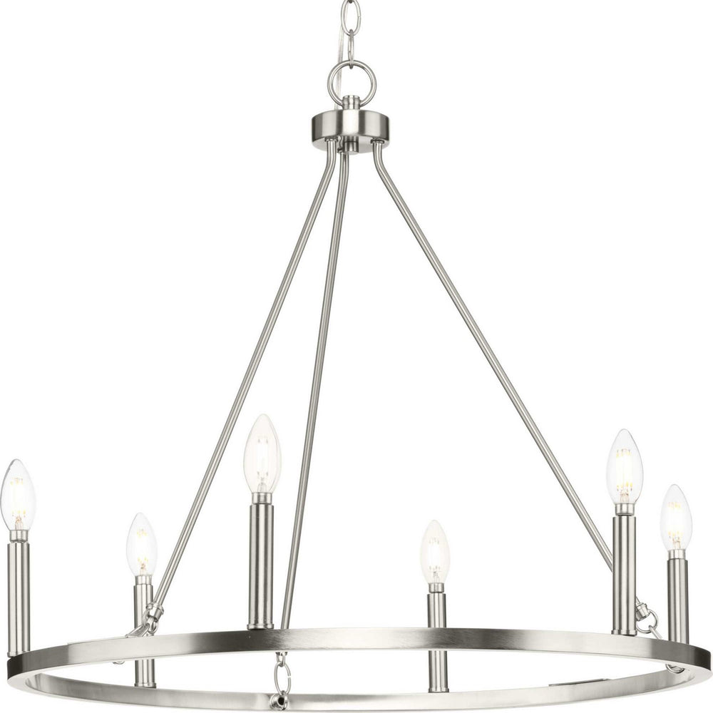 Progress Canada - Six Light Chandelier - Gilliam - Brushed Nickel- Union Lighting Luminaires Decor