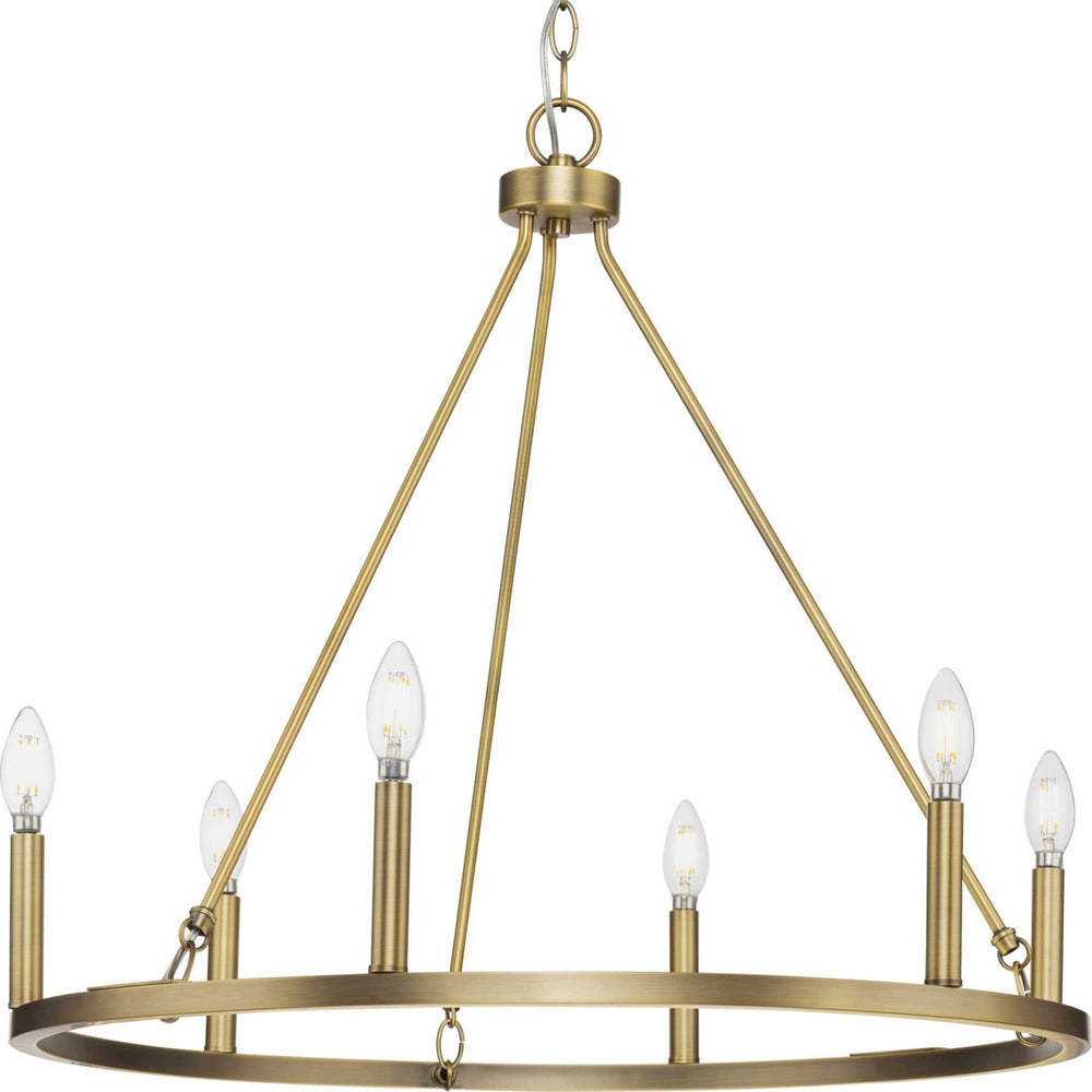 Progress Canada - Six Light Chandelier - Gilliam - Vintage Brass- Union Lighting Luminaires Decor