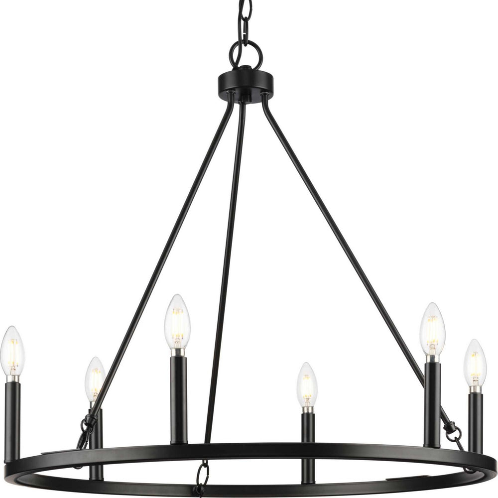 Progress Canada - Six Light Chandelier - Gilliam - Matte Black- Union Lighting Luminaires Decor