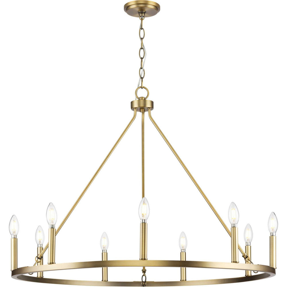 Progress Canada - Nine Light Chandelier - Gilliam - Vintage Brass- Union Lighting Luminaires Decor